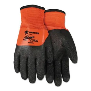 MCR Safety Ninja Coral Gloves, Large, Hi-Vis Orange/Black/Green, N9695XL