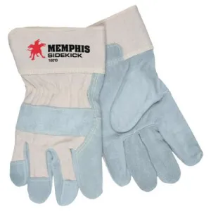 MCR Safety Sidekick Side Leather Gloves, Large, Leather, 16010L