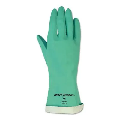 MCR Safety Unsupported Nitrile Gloves, Straight; Gauntlet Cuff, Flocked Lined, Size 8, 5338S