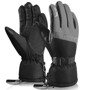 MCTi Women's Warm Ski Gloves - Waterproof Touch Screen with Wrist Leashes for Winter Sports