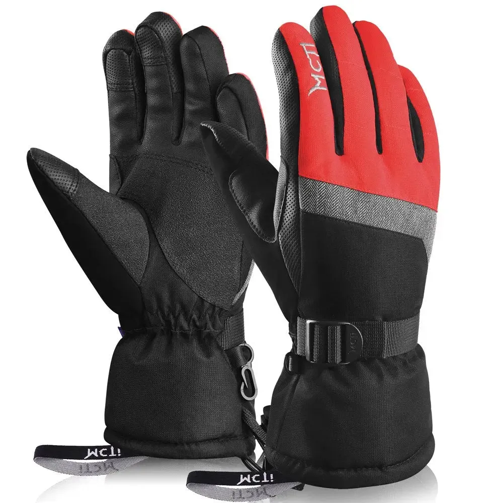 MCTi Women's Warm Ski Gloves - Waterproof Touch Screen with Wrist Leashes for Winter Sports