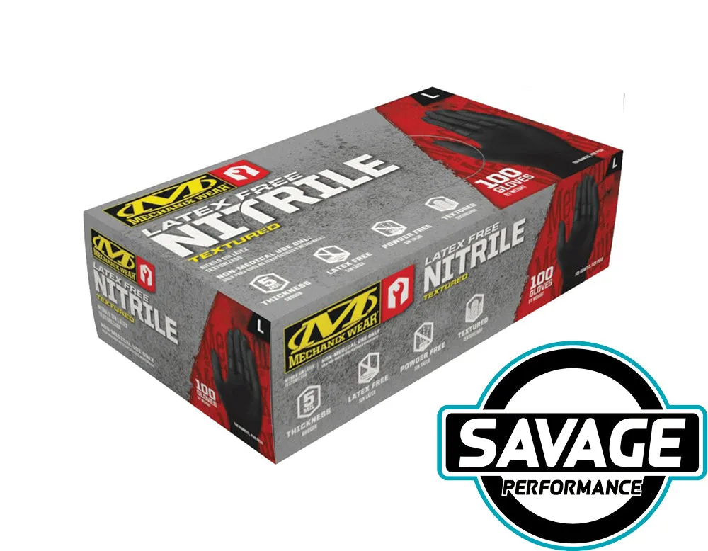 Mechanix Heavy Duty Black Nitrile Gloves - 100 Pack (5mil) - Size Medium
