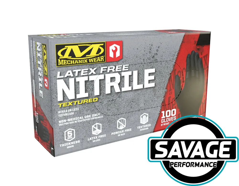 Mechanix Heavy Duty Black Nitrile Gloves - 100 Pack (5mil) - Size Medium