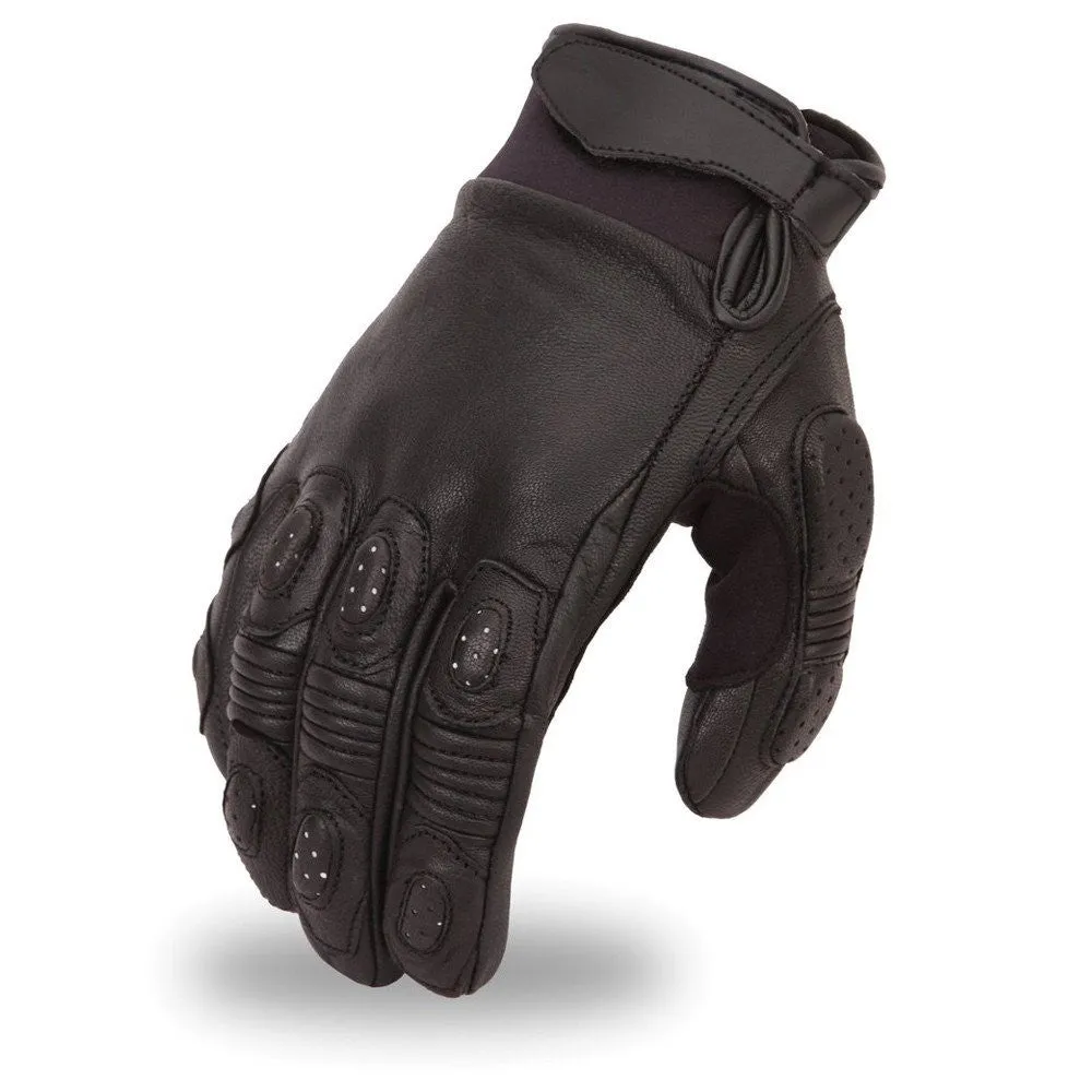Men's Biker Motorcycle crossover race leather gloves with grip panels