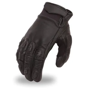 Men's Biker Motorcycle crossover race leather gloves with grip panels