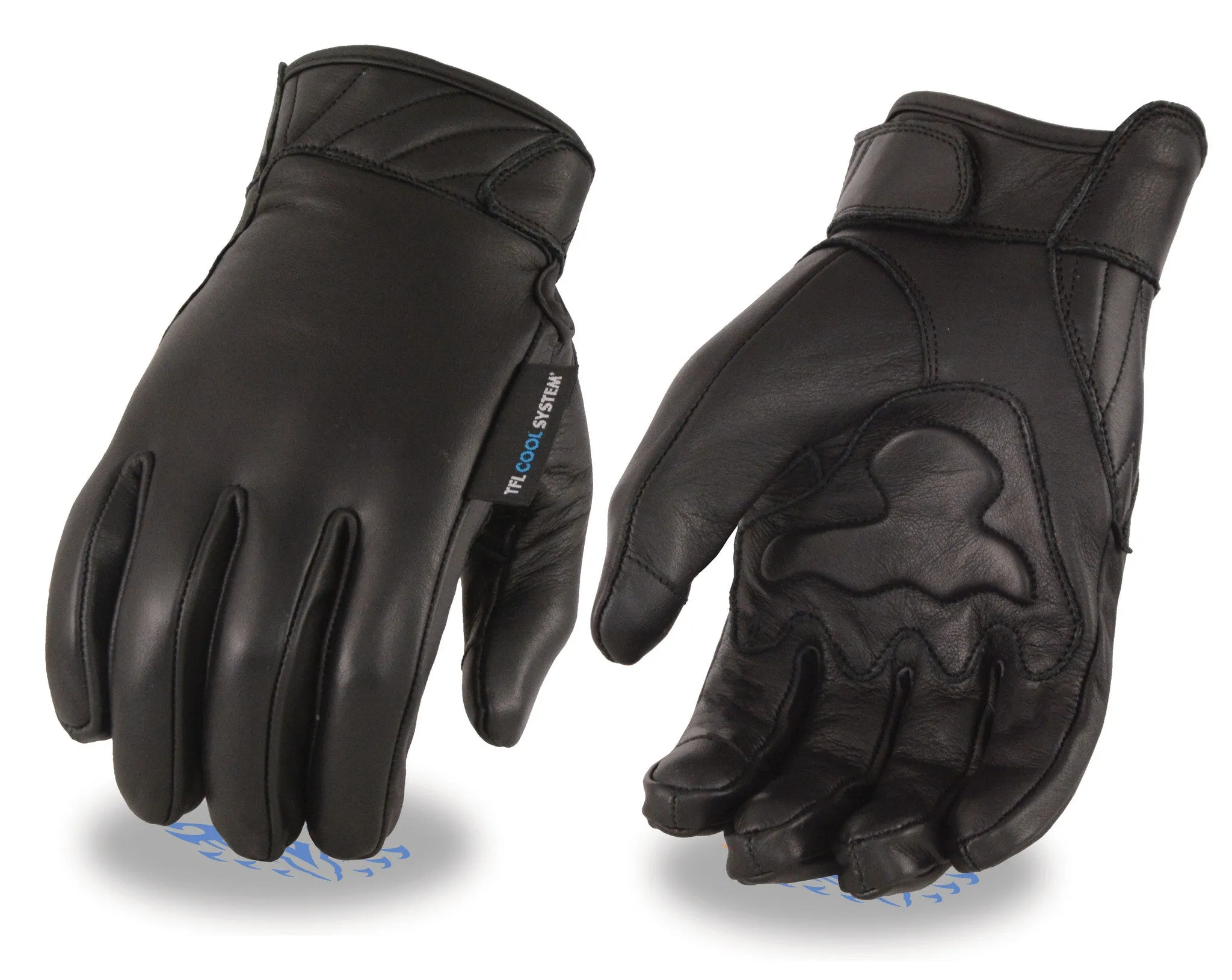 Men's butter soft cruiser cool tec Gel palm leather gloves with velcro strap