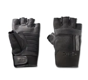 Men's Centerline Mixed Media Fingerless Gloves - Black
