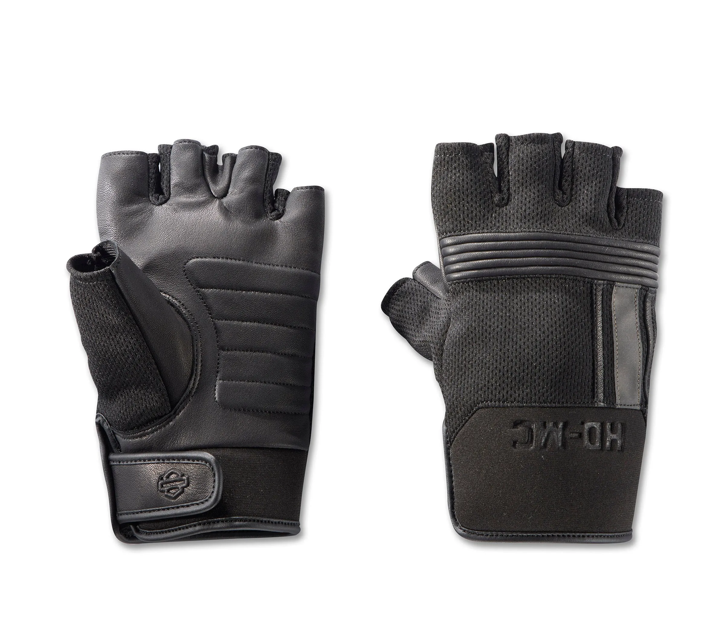 Men's Centerline Mixed Media Fingerless Gloves - Black