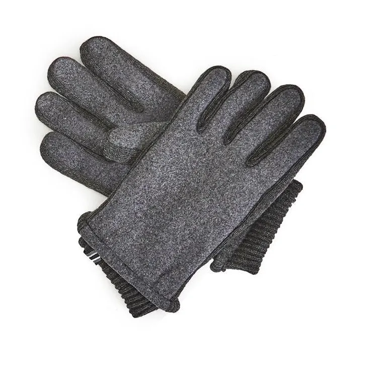 Men's Flannel Gloves with Sweater Cuff Detail