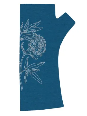 Merino Fingerless Mitten Teal Peony