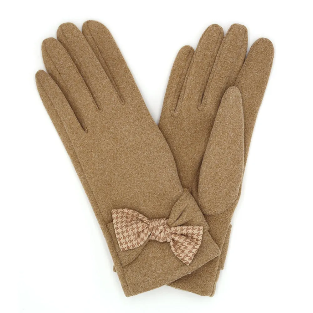 MG0061 HOUNDSTOOTH BOW SMART GLOVES