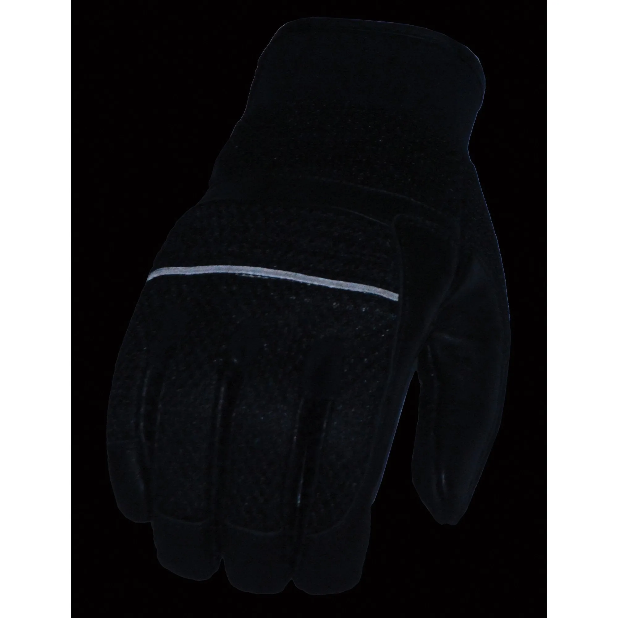 MG7503 Men's Black Leather  i-Touch Screen Compatible Mesh Racing Motorcycle Hand Gloves W/ Reflector