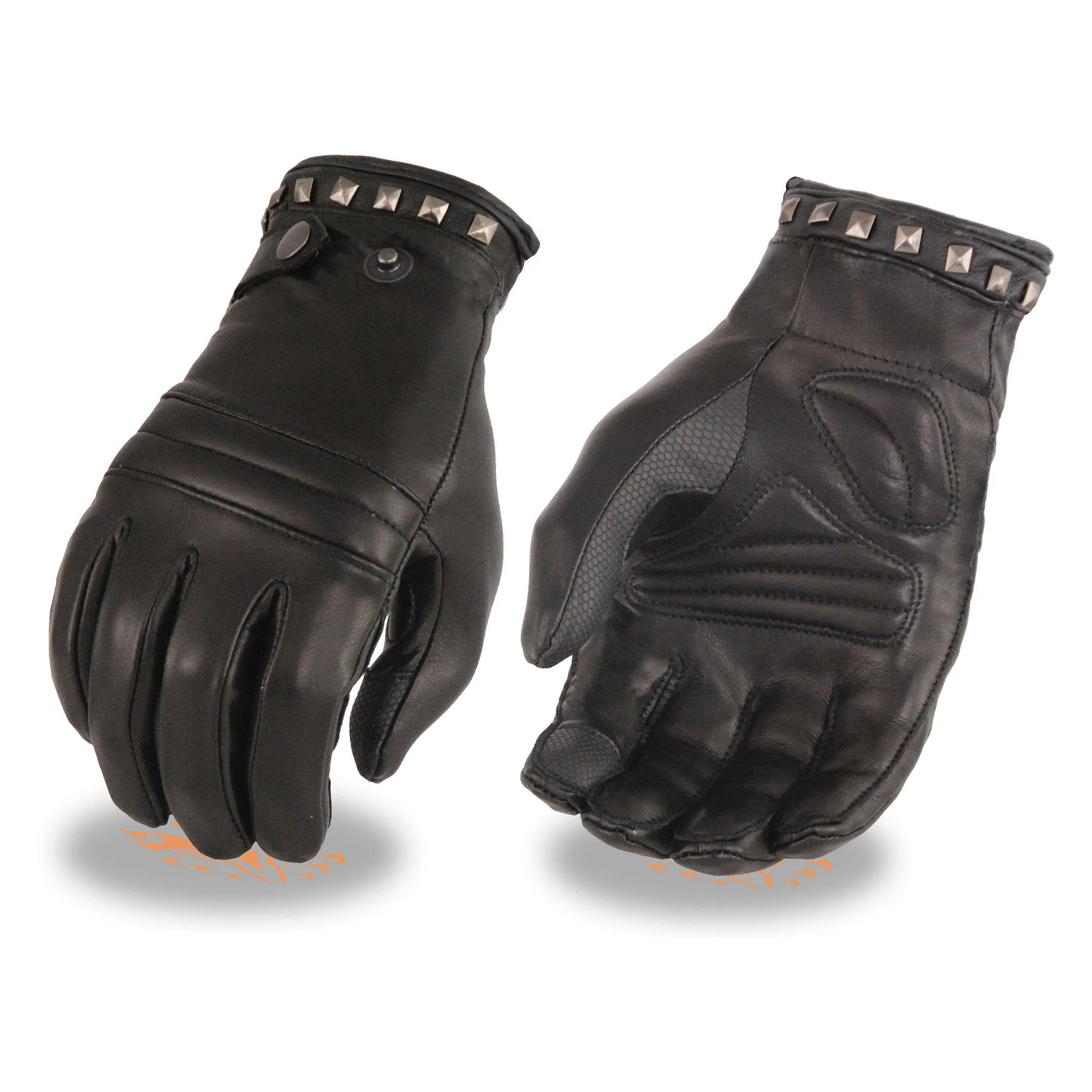 MG7755 Women's Black Thermal Lined Black Leather Gloves with i-Touch Screen