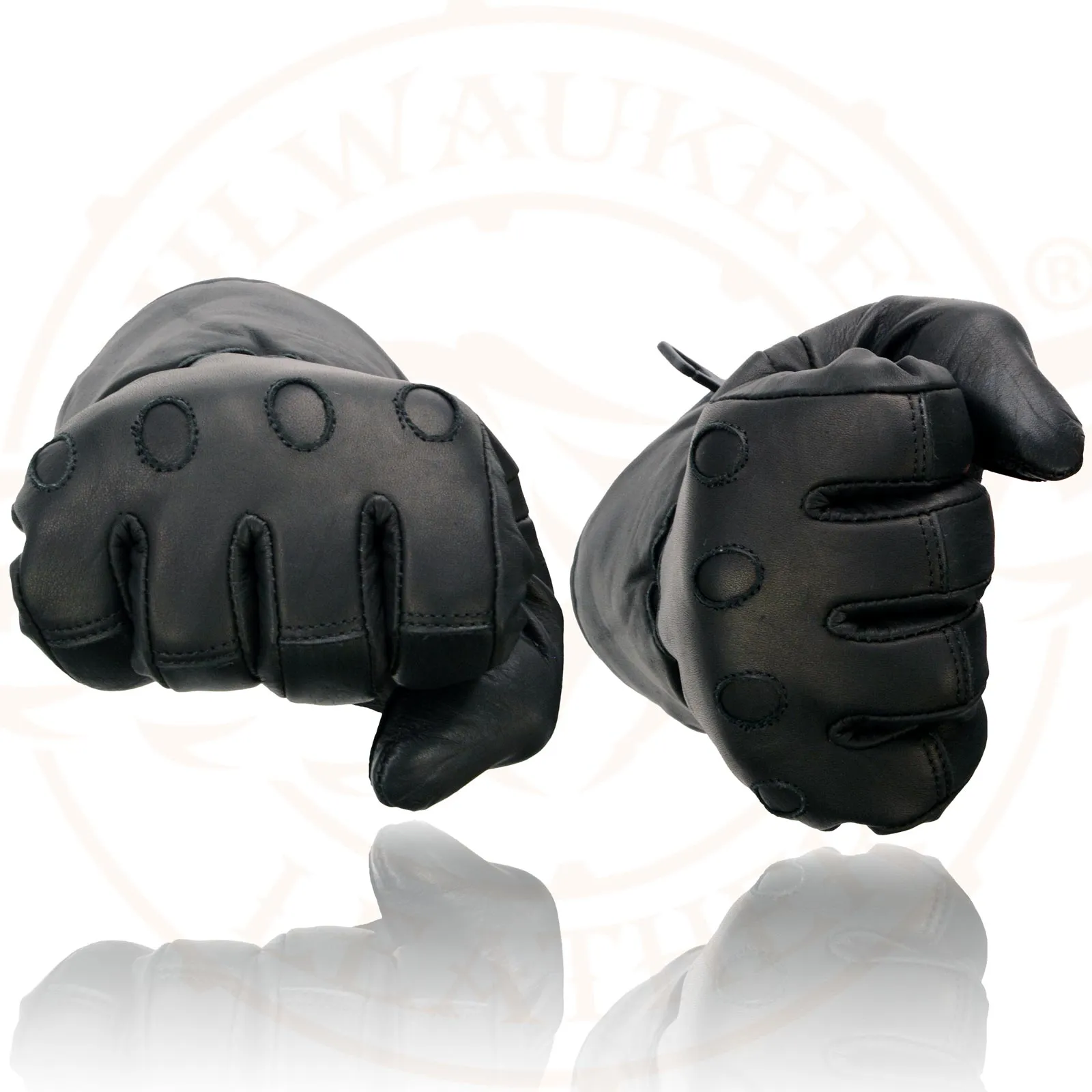 Milwaukee Leather Men's Black Gauntlet Motorcycle Hand Gloves-Black Soft Leather Waterproof Sinch Wrist Closure-SH293