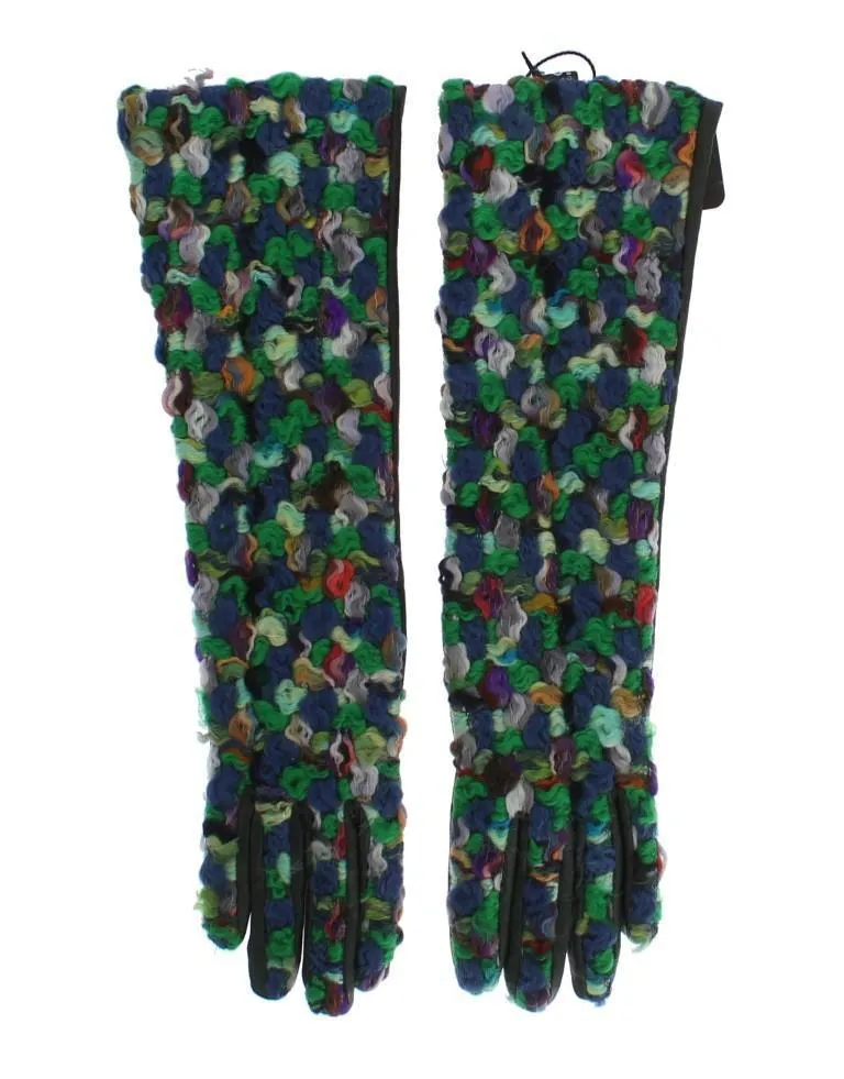 Multicolor Leather Long Gloves