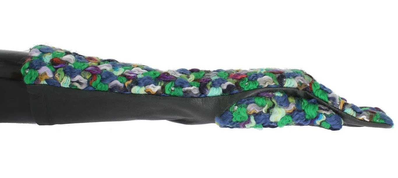Multicolor Leather Long Gloves