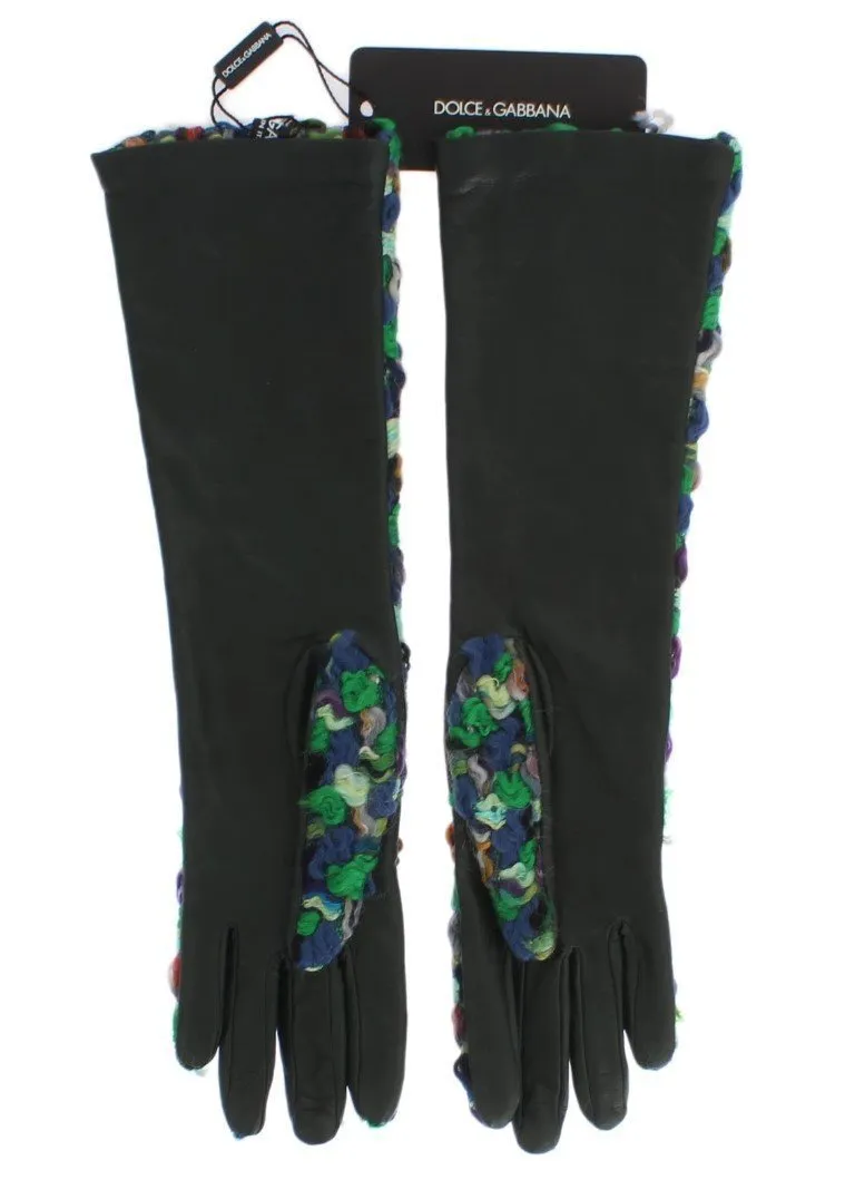 Multicolor Leather Long Gloves