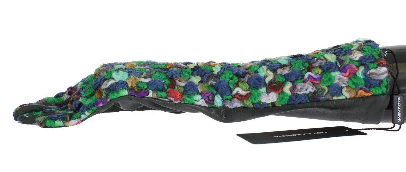 Multicolor Leather Long Gloves