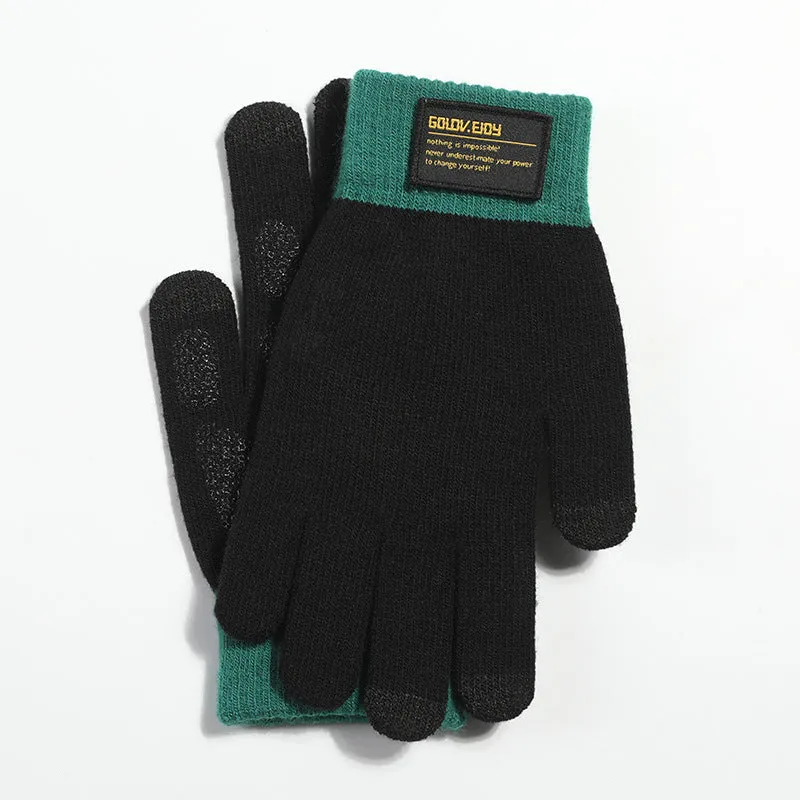 New Chinese Style Knitted Gloves for Men – Autumn/Winter Outdoor Thermal, Touchscreen, Anti-Slip, Cycling, Student Style (Model DZ80)