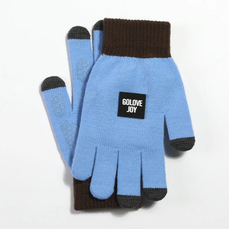 New Chinese Style Knitted Gloves for Men – Autumn/Winter Outdoor Thermal, Touchscreen, Anti-Slip, Cycling, Student Style (Model DZ80)