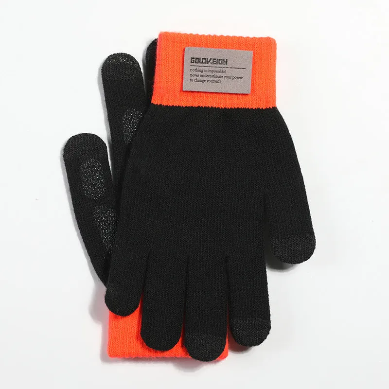 New Chinese Style Knitted Gloves for Men – Autumn/Winter Outdoor Thermal, Touchscreen, Anti-Slip, Cycling, Student Style (Model DZ80)