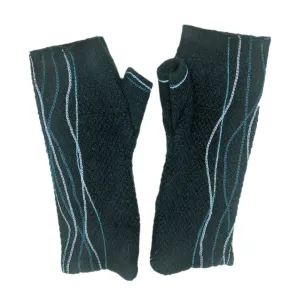 NEW! Green Blue with Shades of Blue Lines Cashmere Gloves by Sardine