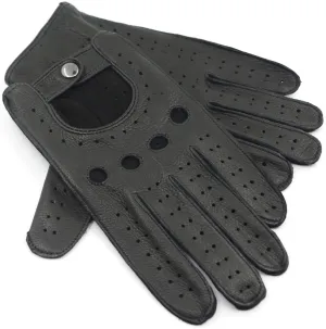 New Harssidanzar Mens Leather Driving Gloves Deerskin Unlined, Black, M
