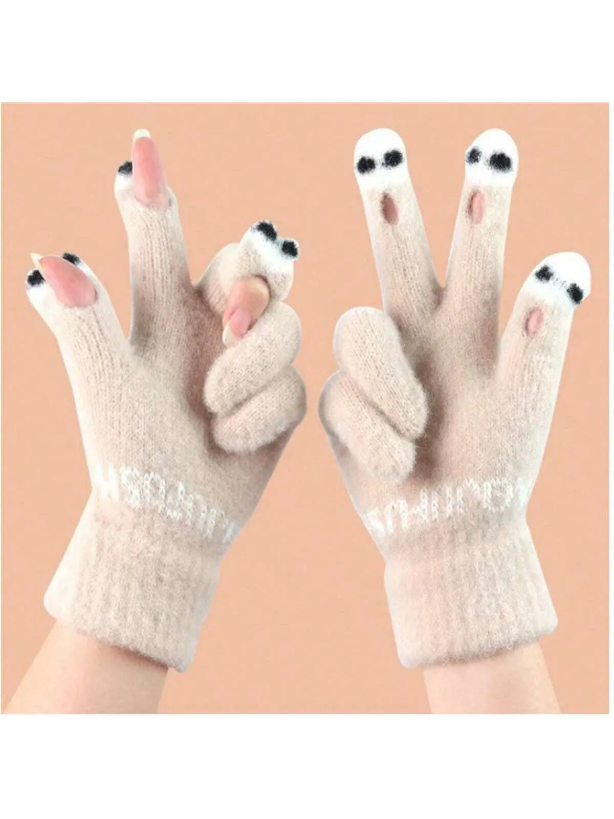 New Ladies Touchscreen Gloves, Cute Knitted, Keep Warm For Writing & Using Phone, Cartoon Style Versatile Autumn Winter Halloween