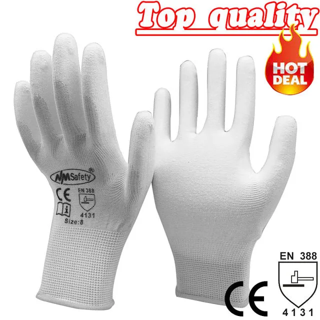 NMSafety 12 Pairs work gloves for PU palm coating safety glove