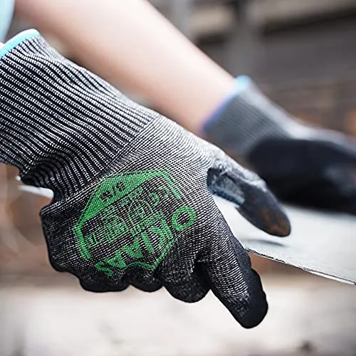 OKIAAS Level 6 Cut Resistant Work Gloves, Foam Nitrile Coated with Grip, Touchscreen Safety Gloves for Woodworking, Fishing, Construction, Mechanic