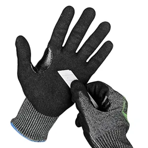 OKIAAS Level 6 Cut Resistant Work Gloves, Foam Nitrile Coated with Grip, Touchscreen Safety Gloves for Woodworking, Fishing, Construction, Mechanic