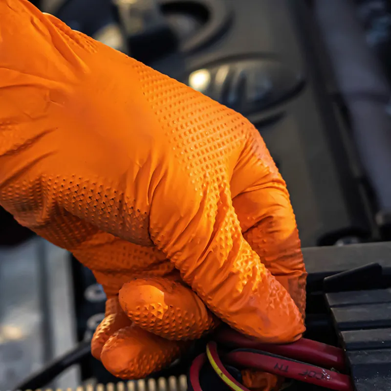 Orange Heavy Duty Disposable Nitrile Gloves- Pack of 100