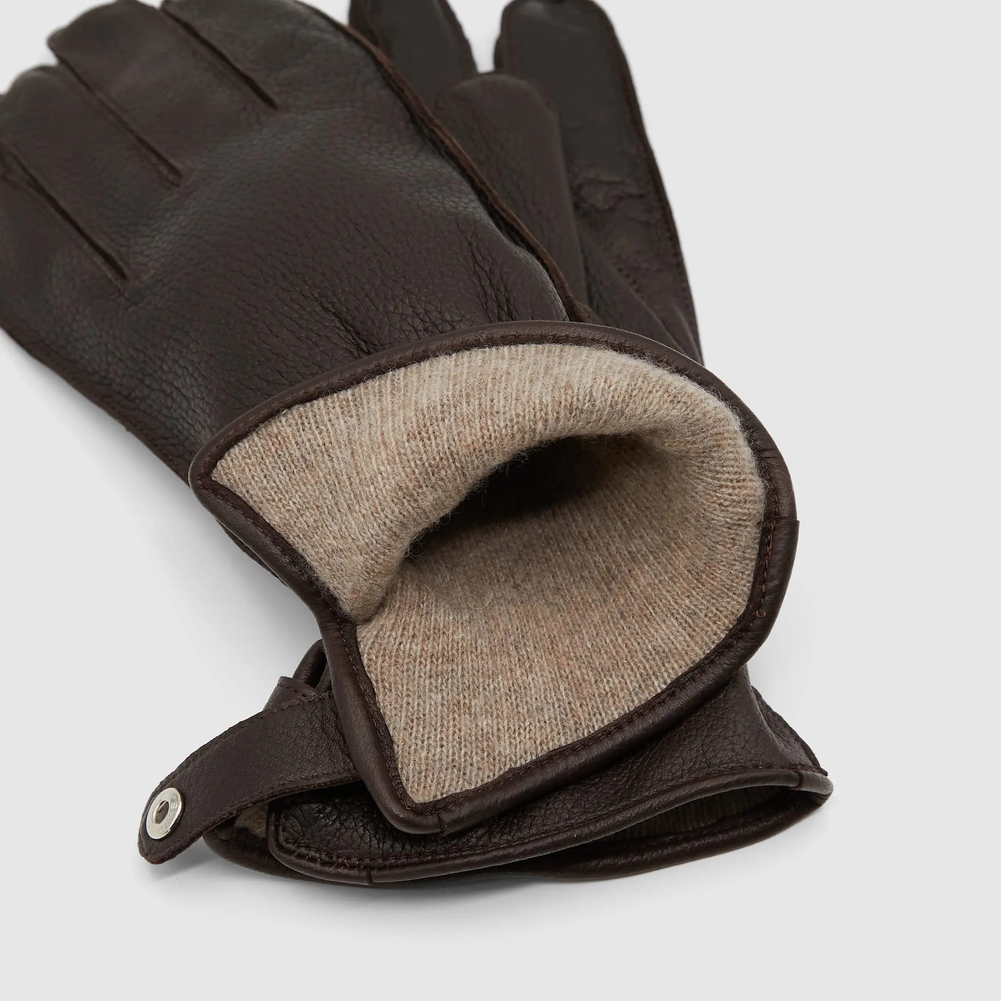 Orciani Deerskin Leather Cashmere Wool Blend Lined Gloves