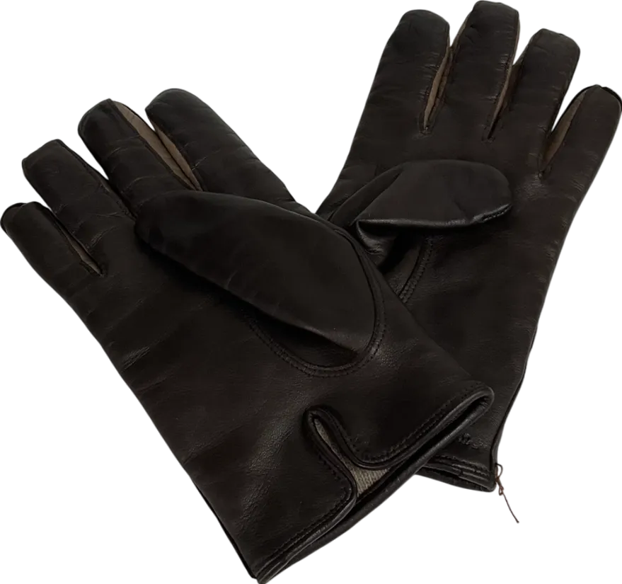 paul & smith Brown Leather 'concertina' Gloves UK L