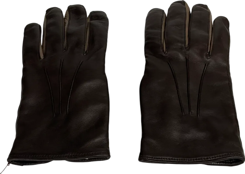 paul & smith Brown Leather 'concertina' Gloves UK L