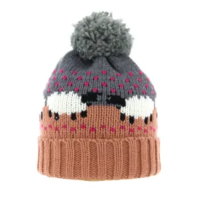 Pink & Grey Sheep Bobble Hat