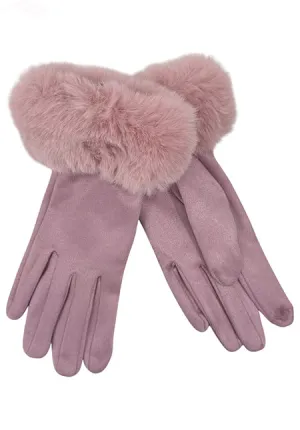Pink Fux Fur Gloves