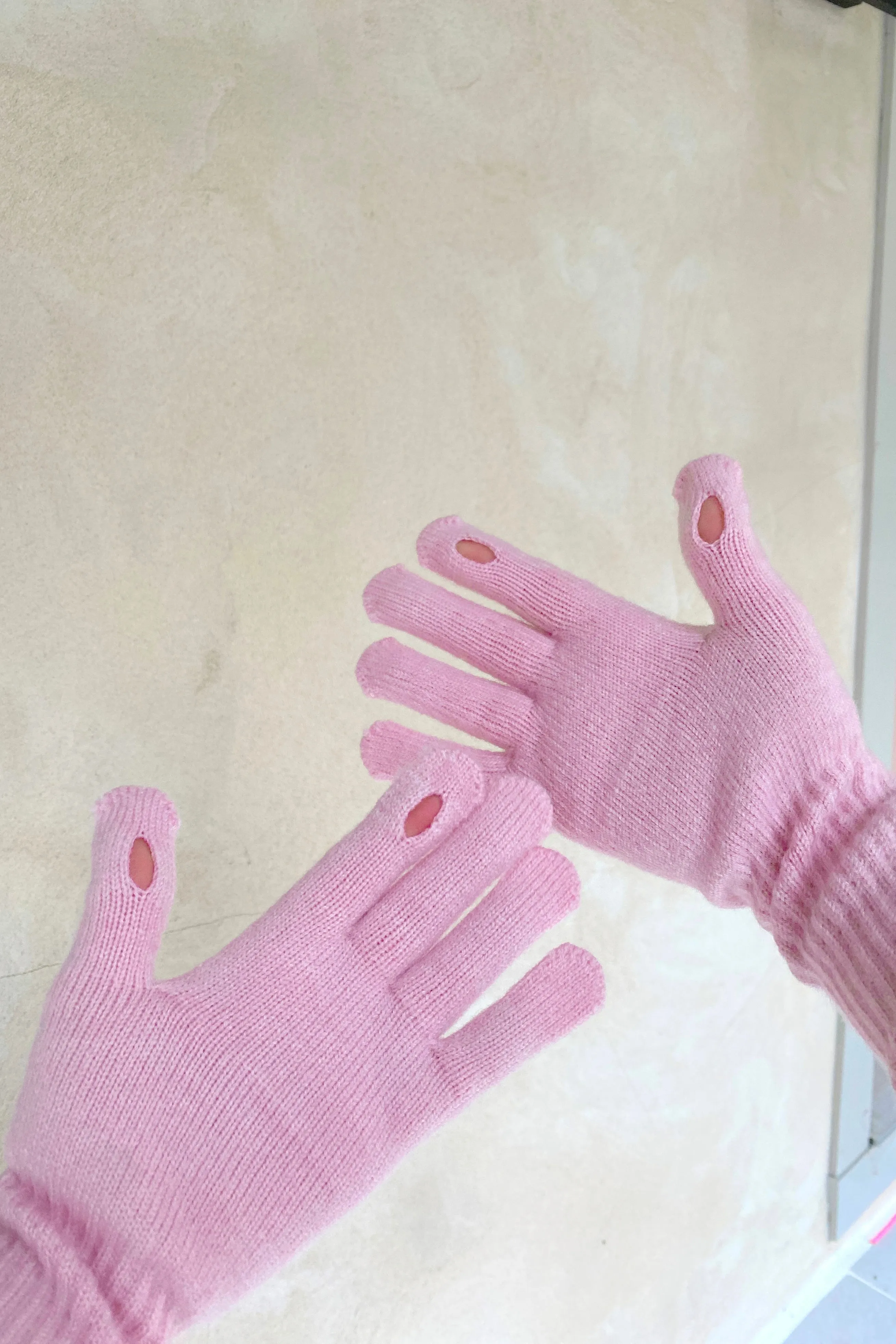 Pink Hearts Winter Gloves