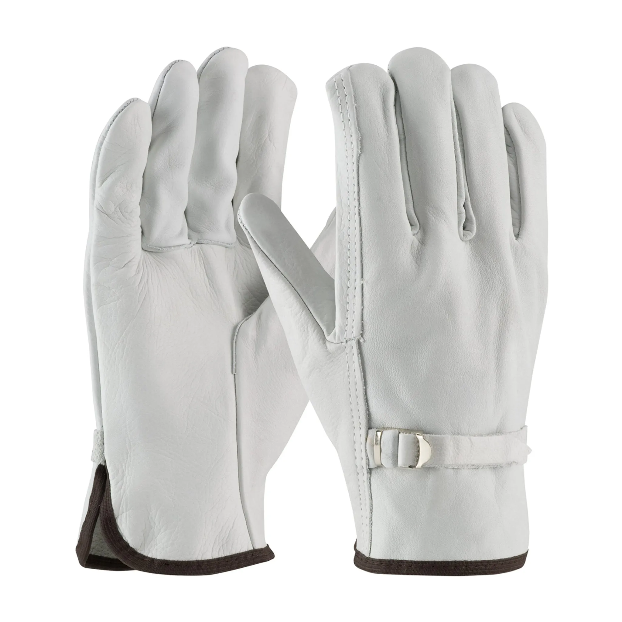 PIP 68-153 Regular Grade Leather Pull Strap Closure Driver's Glove - Straight Thumb, Natural, Case of 120