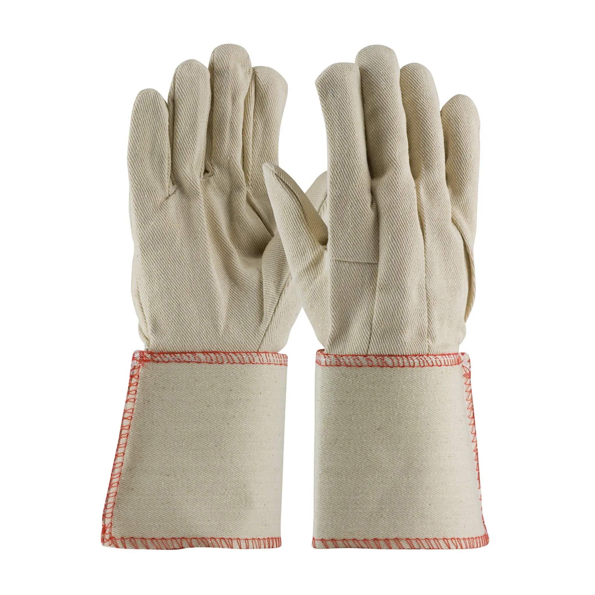 PIP 90-910GA Men's Single Palm Plasticized Gauntlet Cuff Glove, Natural, Pair of 12