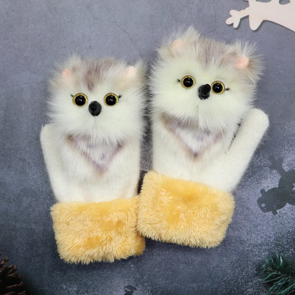 Plush Cartoon Animal Warm Gloves Scarf