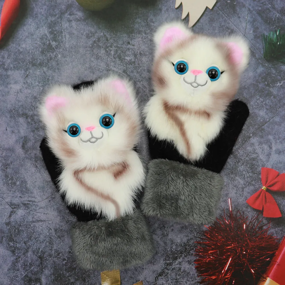 Plush Cartoon Animal Warm Gloves Scarf