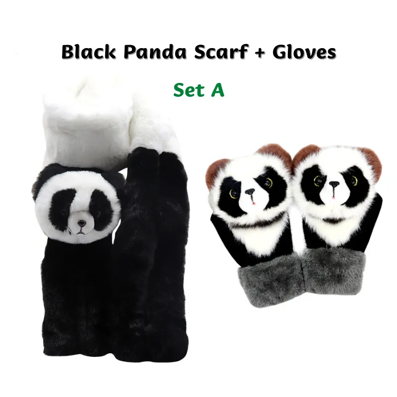 Plush Cartoon Animal Warm Gloves Scarf