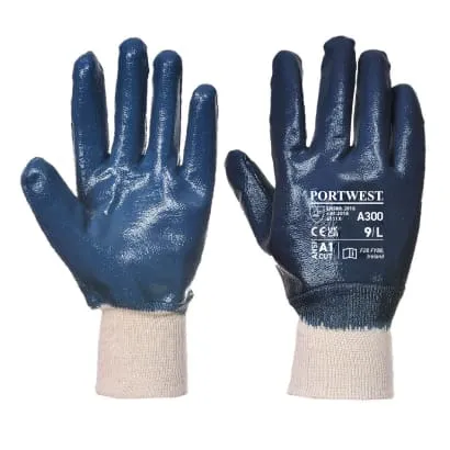 Portwest Heavy Duty Nitrile Knitwrist glove (case of 144 pairs)-A300