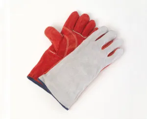 Premium Red/Grey Split Leather Welders Glove with Kevlar Stitching