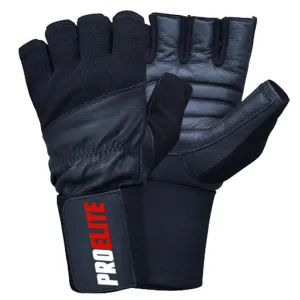 PROELITE Leather Gloves With Wrist Support - Black