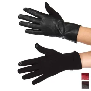 Quilted Faux Black Leather Gloves