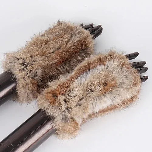 Rabbit Fur Hand Mittens Warmer