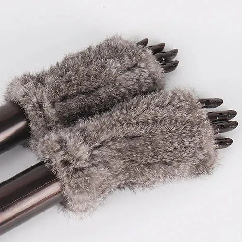 Rabbit Fur Hand Mittens Warmer