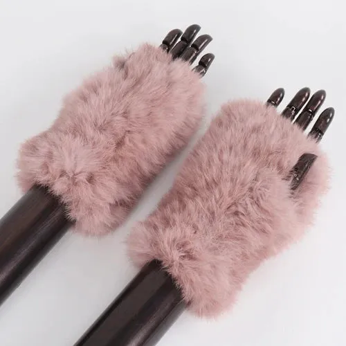 Rabbit Fur Hand Mittens Warmer